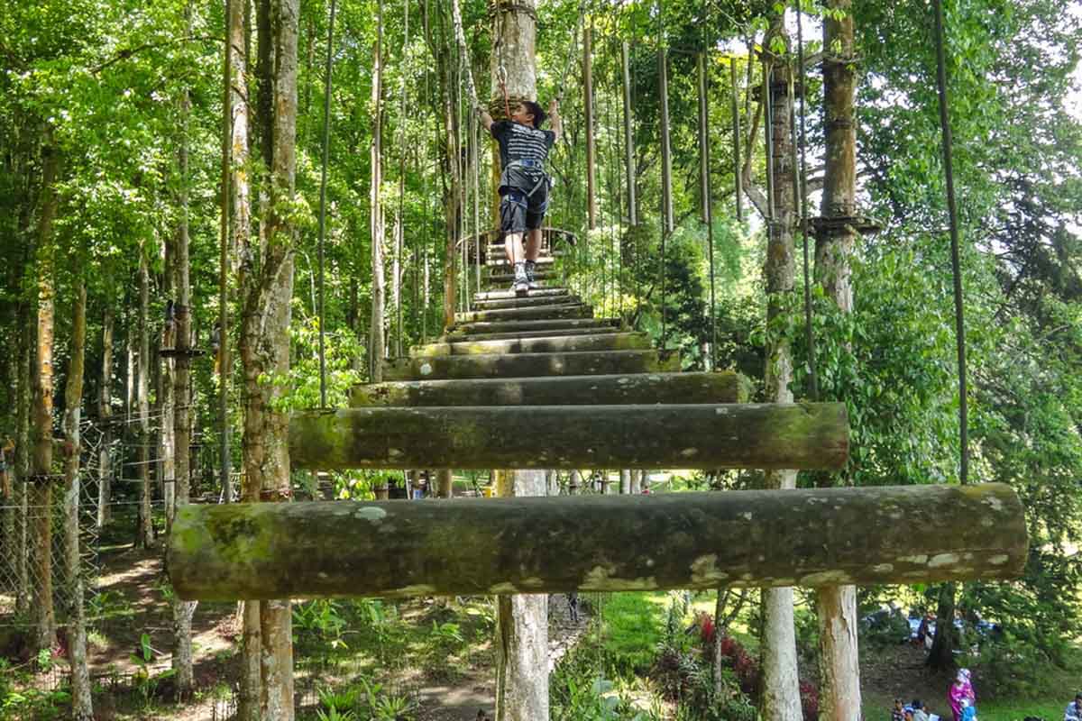 

Set on the edges of Bali's little known but very lovely
botanical gardens, this assault course is 
